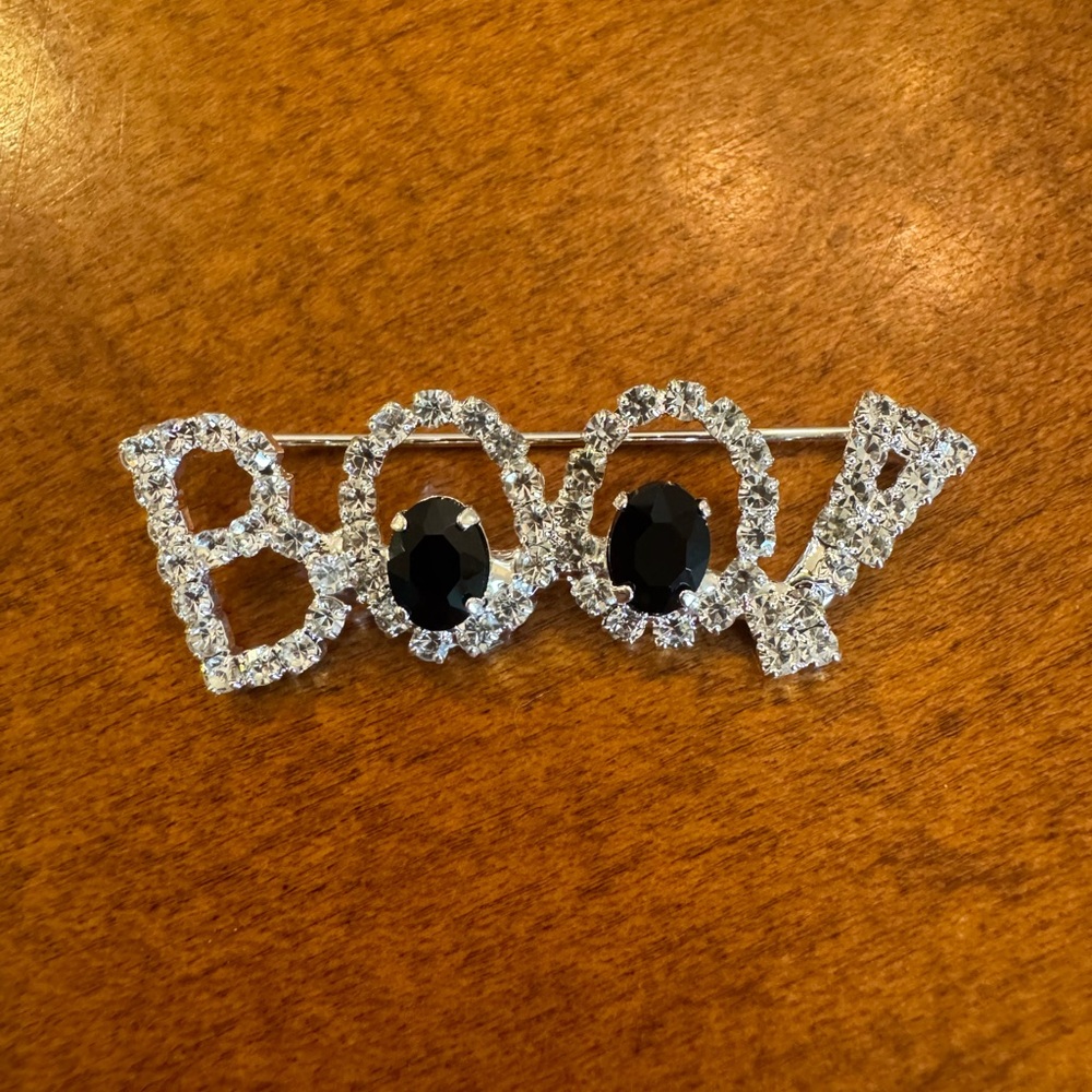 Elegant Black and Silver Brooch Halloween Boo! J-115